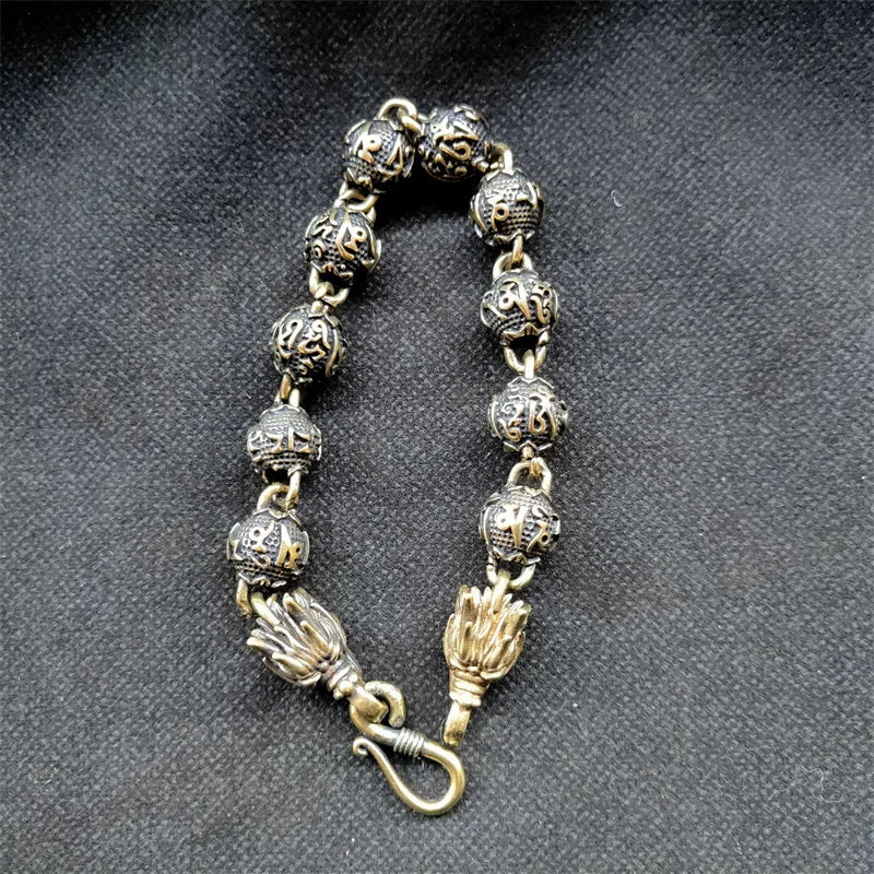 Hand Hetian Brass Buddha Beads Bracelet Men Women Luck Gifts