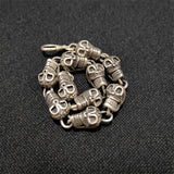 Hand Hetian Silver Skeleton Bracelet Men Women Luck Gifts