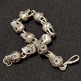 Hand Hetian Silver Skeleton Bracelet Men Women Luck Gifts