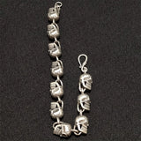Hand Hetian Silver Skeleton Bracelet Men Women Luck Gifts