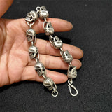 Hand Hetian Silver Skeleton Bracelet Men Women Luck Gifts