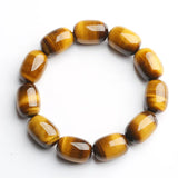 Hand-Carve Jade Tiger Eye Stone Barrel Beads Bracelet Jewelry