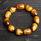 Hand-Carve Jade Tiger Eye Stone Barrel Beads Bracelet Jewelry