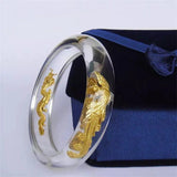 Hand-carved Crystal Dragon & Phoenix Bangle 60-62mm LuckGifts