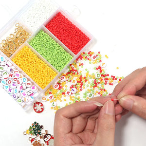 Boxed Christmas Pendant Acrylic Letter Beads Rice Beads Set