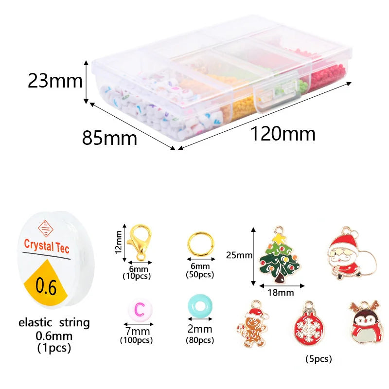 Boxed Christmas Pendant Acrylic Letter Beads Rice Beads Set