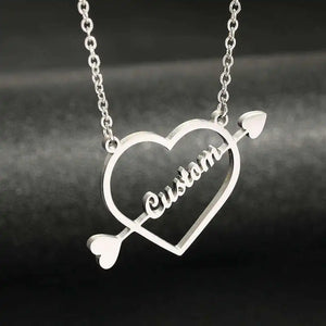 Heart Cupid's Arrow Name Pendant Necklace