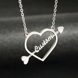 Heart Cupid's Arrow Name Pendant Necklace