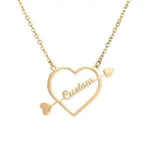Heart Cupid's Arrow Name Pendant Necklace