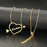 Heart Cupid's Arrow Name Pendant Necklace