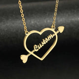 Heart Cupid's Arrow Name Pendant Necklace