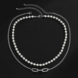 Hip Hop Retro Pearl Double Chain Necklace