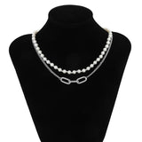 Hip Hop Retro Pearl Double Chain Necklace