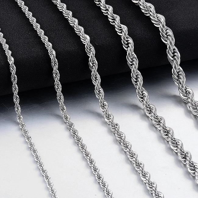 Hip-Hop Stainless Steel Rope Chain Men Women Jewelry