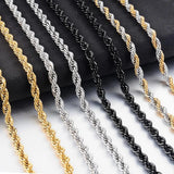Hip-Hop Stainless Steel Rope Chain Men Women Jewelry