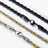 Hip-Hop Stainless Steel Rope Chain Men Women Jewelry