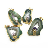Natural Amethysts Point Stone Pendant Geode Agates Slice Pendant