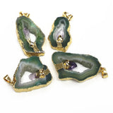 Natural Amethysts Point Stone Pendant Geode Agates Slice Pendant
