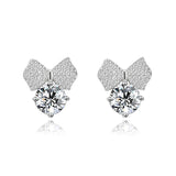 Personality Bow Zirconia S925 Silver Earrings Female