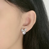 Bow Zirconia S925 Sterling Silver Earrings Female