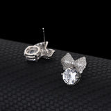 Personality Bow Zirconia S925 Silver Earrings Female