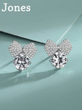 Bow Zirconia S925 Sterling Silver Earrings Female