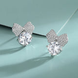 Bow Zirconia S925 Sterling Silver Earrings Female