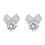 Bow Zirconia S925 Sterling Silver Earrings Female