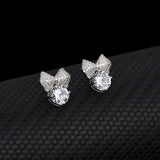 Personality Bow Zirconia S925 Silver Earrings Female