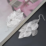 925 Silver Leaf Earrings Bridal Jewelry