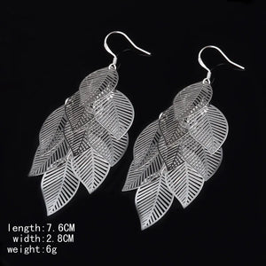 925 Silver Leaf Earrings Bridal Jewelry