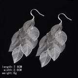 925 Silver Leaf Earrings Bridal Jewelry
