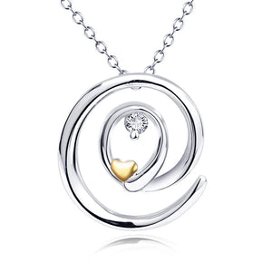 S925 Silver Love Zircon Pendant Necklace Women's Accessories