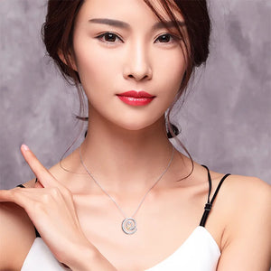 S925 Silver Love Zircon Pendant Necklace Women's Accessories