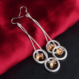 Crystal Zircon Earrings Sterling Silver 925 For Women Weddings