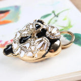 Leopard Head Rhinestone Charm Key Ring Chain Wedding Party Gift