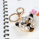 Leopard Head Rhinestone Charm Key Ring Chain Wedding Party Gift