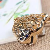 Leopard Head Rhinestone Charm Key Ring Chain Wedding Party Gift