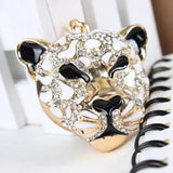 Leopard Head Rhinestone Charm Key Ring Chain Wedding Party Gift