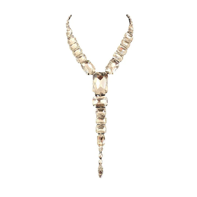 Geometric Rhinestone Long Necklace Street Shot Clavicle Chain