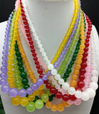 Multicolor 6-14mm Jade Bead Tower Necklace Ladies Jewelry