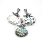 Natural Alloy Pendant Oval Abalone Mother Shell Pendant Necklace