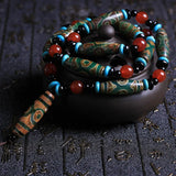 Natural Dzi Bead Necklace Charm Hand-Carved Women Men Accessories A023