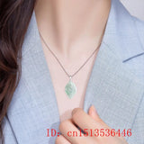 Natural Emerald Jade Light Green Nine Tailed Fox Necklace Pendant