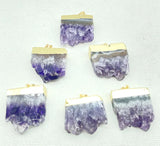 Amethyst Slice Druzy Pendant Charms for DIY Jewelry Necklaces