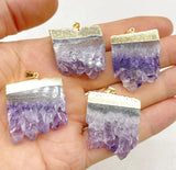 Amethyst Slice Druzy Pendant Charms for DIY Jewelry Necklaces