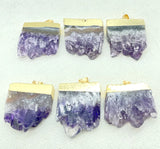 Amethyst Slice Druzy Pendant Charms for DIY Jewelry Necklaces
