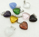 Natural Gemstone Quartz Crystal Turquoise Tiger Eye Opal Charms Heart Pendants