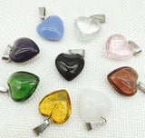 Natural Gemstone Quartz Crystal Turquoise Tiger Eye Opal Charms Heart Pendants