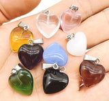 Natural Gemstone Quartz Crystal Turquoise Tiger Eye Opal Charms Heart Pendants